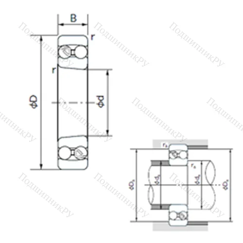 Подшипник шариковый радиальный самоцентрирующийся 2222K от производителя  NACHI