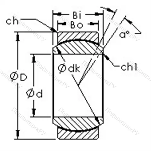 Подшипник скольжения сферический GE 25ET/X от производителя  AST