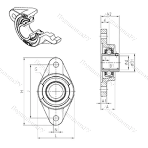 Подшипниковый узел шариковый радиальный UCFL 322 от производителя  SNR
