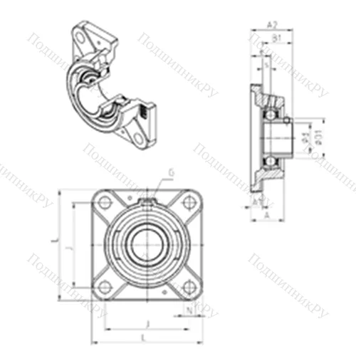 Подшипниковый узел шариковый радиальный USFE 209 от производителя  SNR