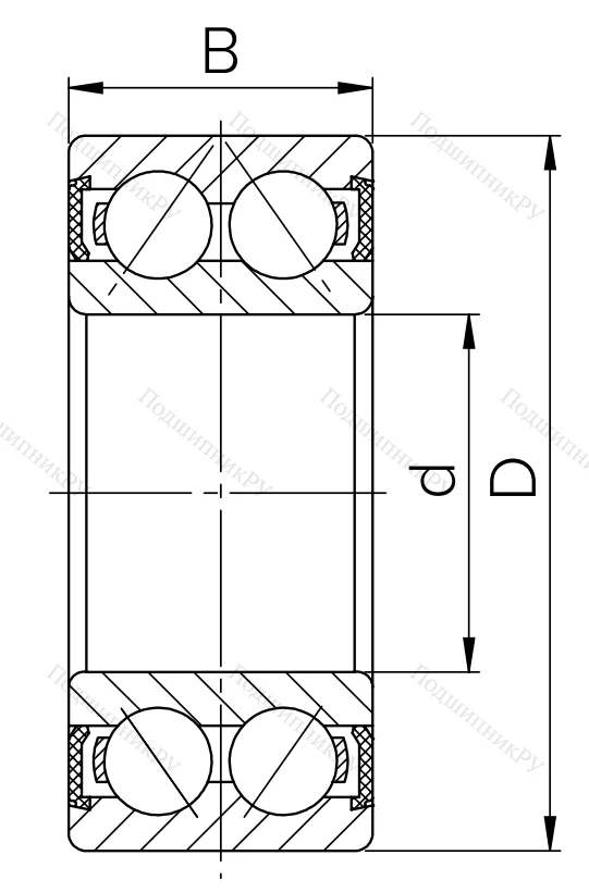 Радиально-упорный шариковый подшипник 3056208 2RS (3208 2RS) в Екатеринбурге