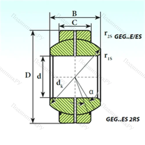 Подшипник скольжения сферический GEG 120 ES 2RS от производителя  ISB
