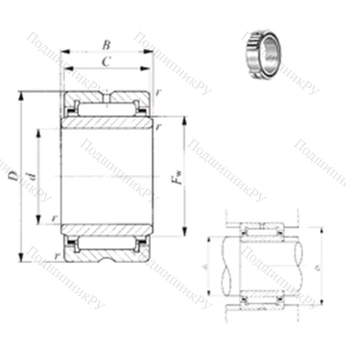 Подшипник игольчатый радиальный TRI 9012550 от производителя  IKO Подшипник игольчатый радиальный TRI 9012550 от производителя  IKO