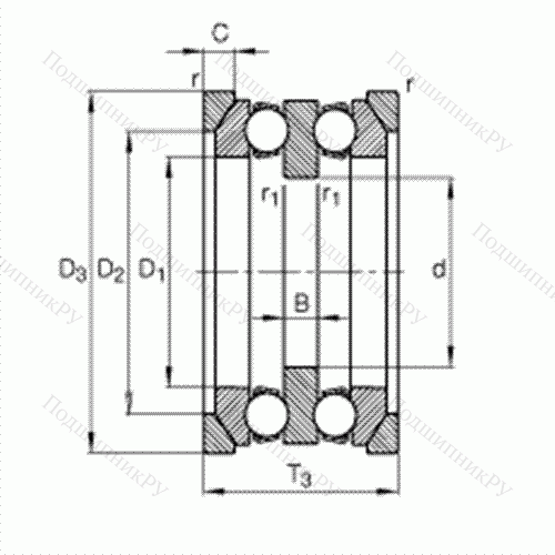 Подшипник шариковый упорный 54208 + U 208 от производителя  FAG