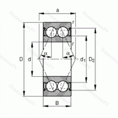 Подшипник шариковый радиально-упорный 3000-B-2Z-TVH от производителя  FAG Подшипник шариковый радиально-упорный 3000-B-2Z-TVH от производителя  FAG