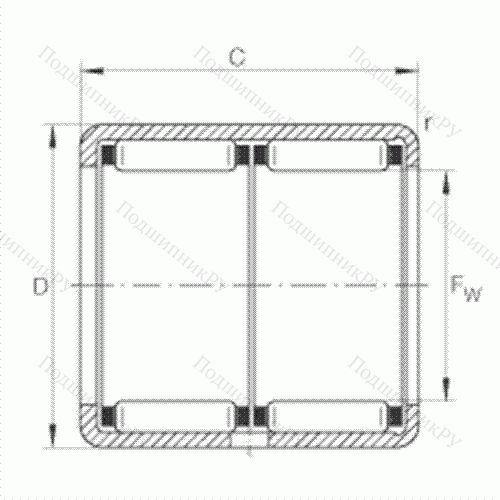 Подшипник роликовый игольчатый с одним наружным штампованным кольцом HK 2538-ZW