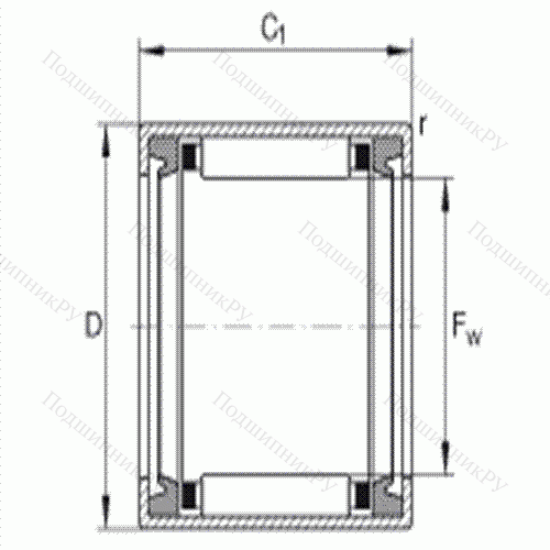 Подшипник роликовый игольчатый с одним наружным штампованным кольцом HK 1014-2RS