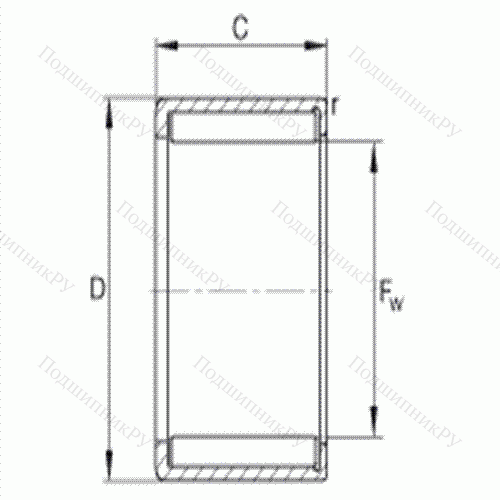 Подшипник роликовый игольчатый с одним наружным штампованным кольцом HN 1516 от производителя  INA
